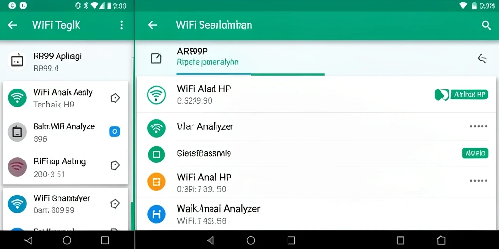 Tampilan antarmuka RR999 yang menunjukkan analisis jaringan WiFi.