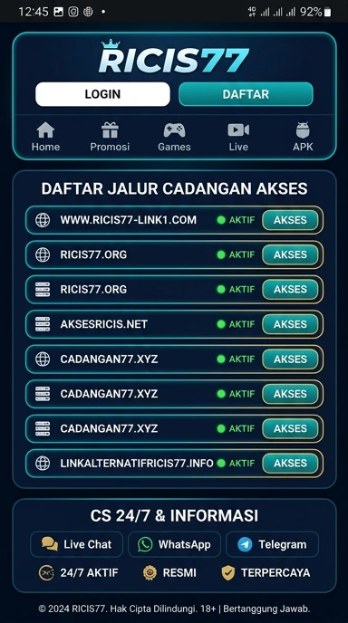 Tampilan link alternatif ricis77