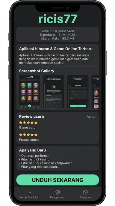 Tampilan halaman APK ricis77