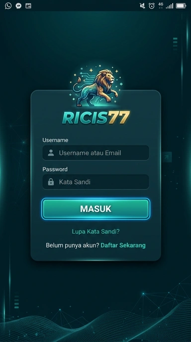 Tampilan halaman login ricis77